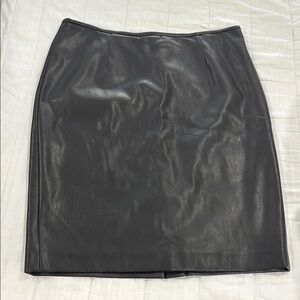Calvin Klein Classic Black Leather Skirt